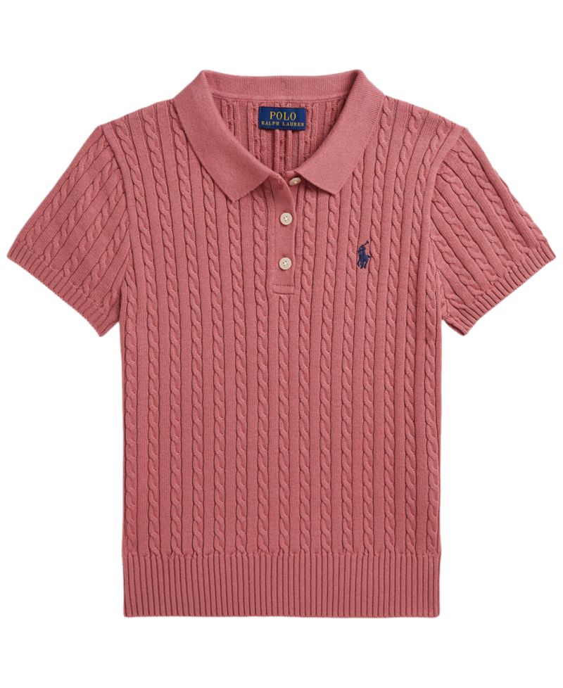 Girls' 7-16 Short-Sleeve Polo Sweater