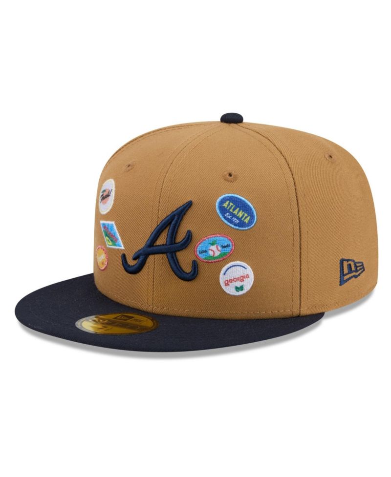 Men's Tan Atlanta Braves Fruit Sticker 59FIFTY Fitted Hat