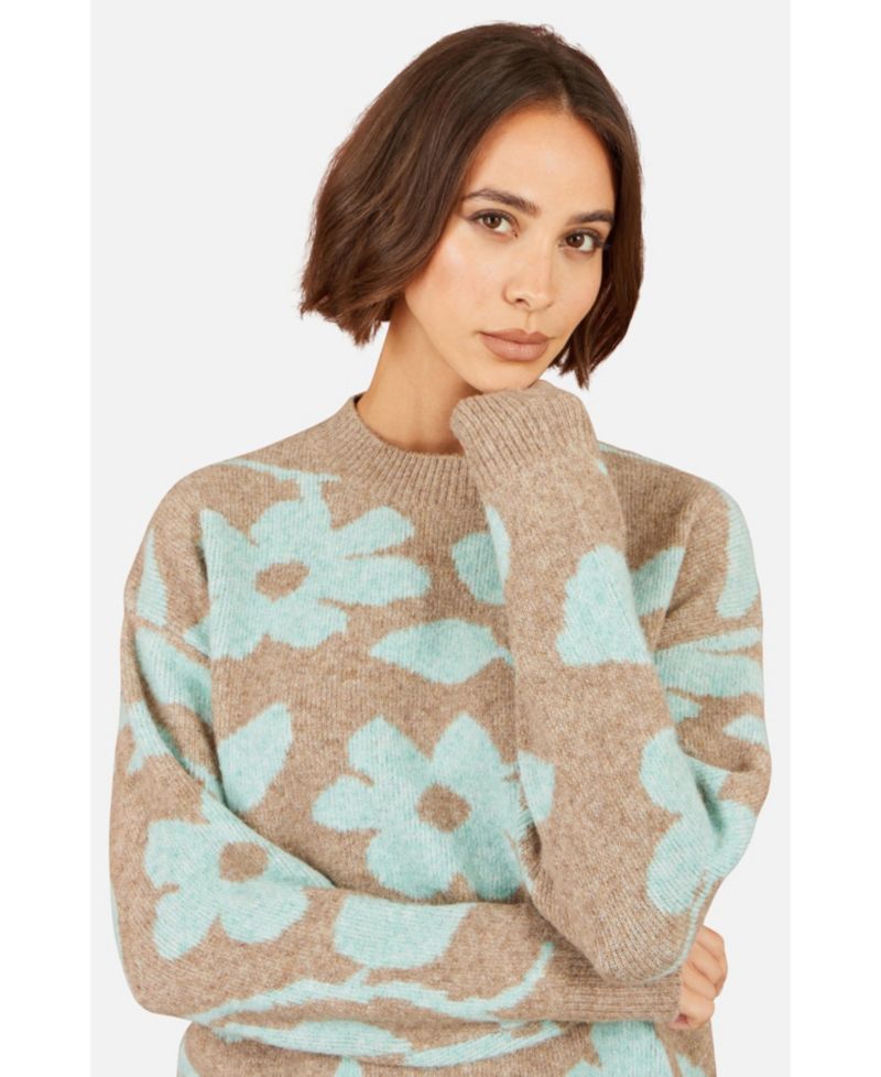 Women's Floral Intarsia Relaxed-Fit Jumper