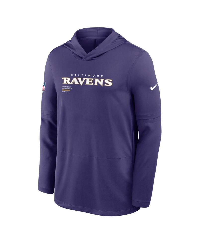 Men's Purple Baltimore Ravens Sideline Pure Performance Long Sleeve Hoodie T-Shirt