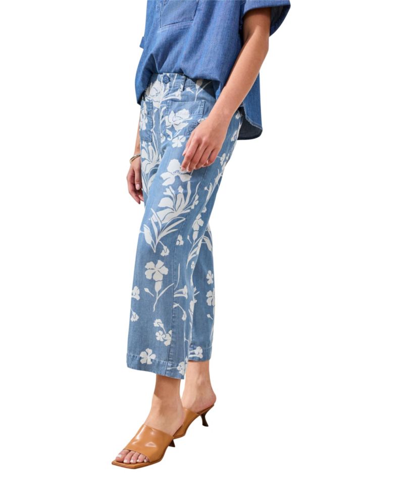 Women's Printed Wide-Leg Crop Pants