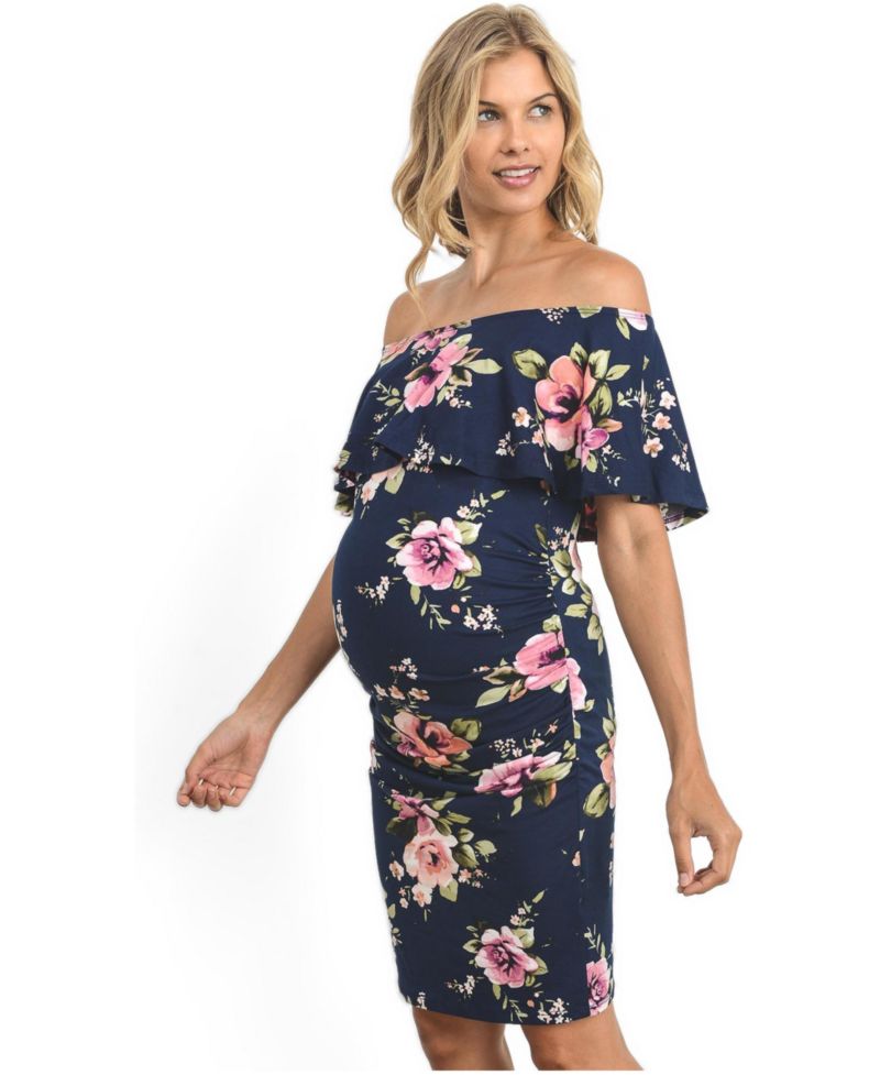 Women's Bodycon Off-the-Shoulder Floral Ruffle Dress