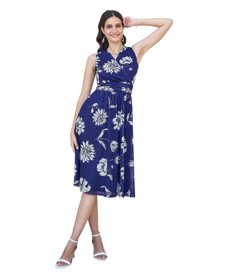 Women's Floral Print Stretch Mesh Dress