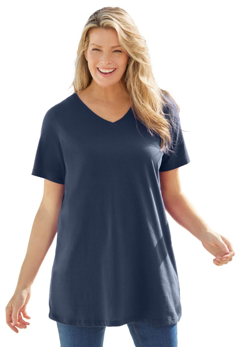 Women's Within Perfect Short-Sleeve V-Neck Tunic Top