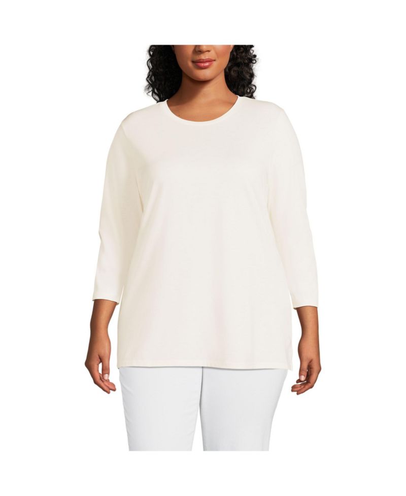 Plus Size 3/4 Sleeve Cotton Supima Tunic Top