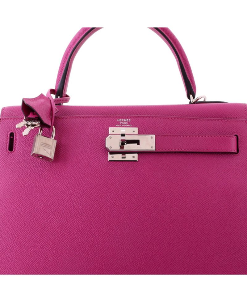 Kelly 28 Handbag Pink Epsom with Palladium Hardware