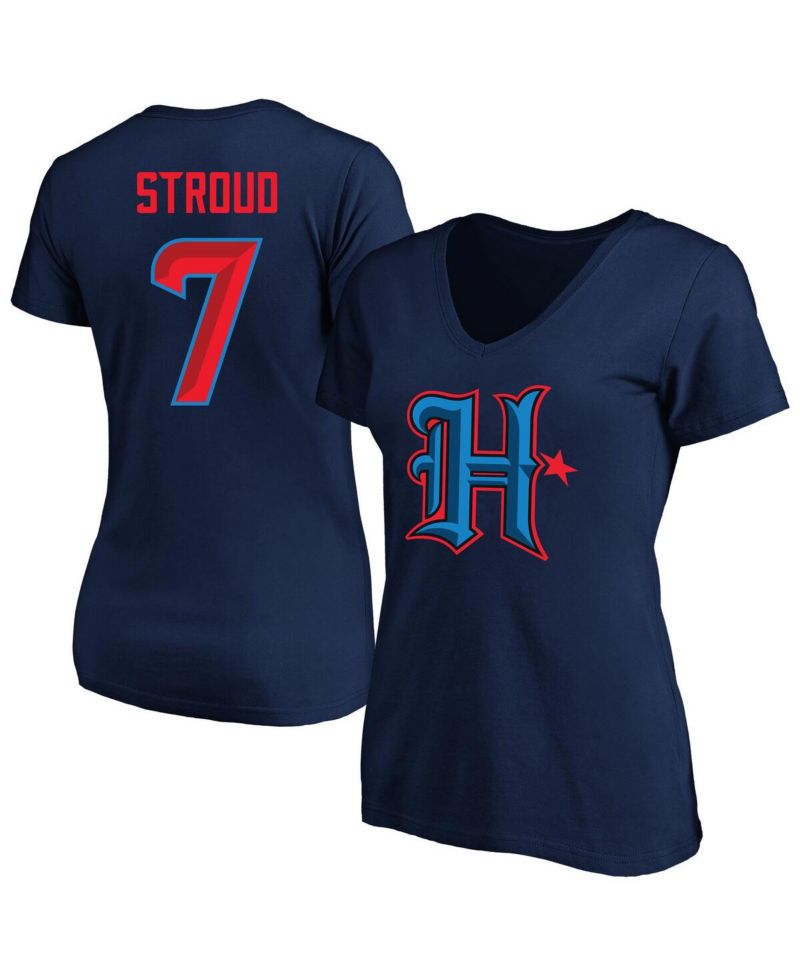 Women's C.J. Stroud Navy Houston Texans Plus Size Fair Catch Name & Number Scoop Neck T-Shirt