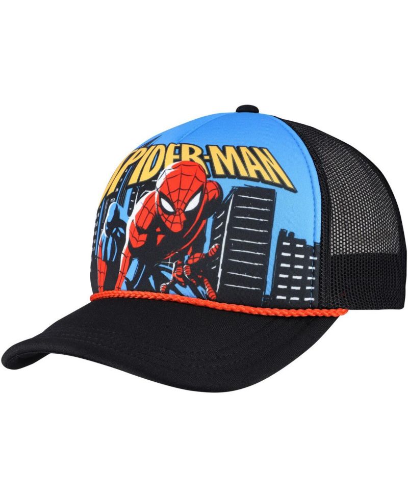 Men's Black Spider-Man Big Front Adjustable Trucker Hat