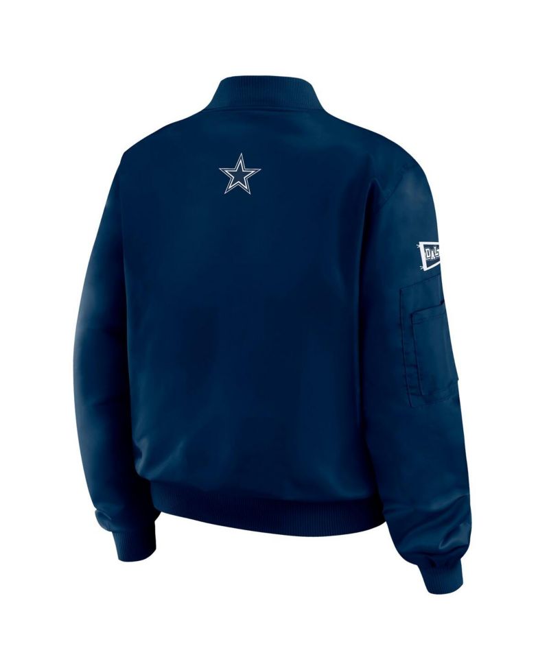 Women's Navy Dallas Cowboys Patch Full-Zip Bomber Jacket