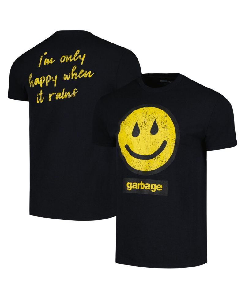 Men's Black Garbage I'm Only Happy When It Rains Graphic T-shirt