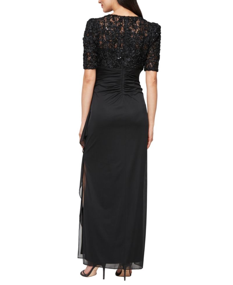 Women's Embellished Puff-Sleeve A-Line Dress