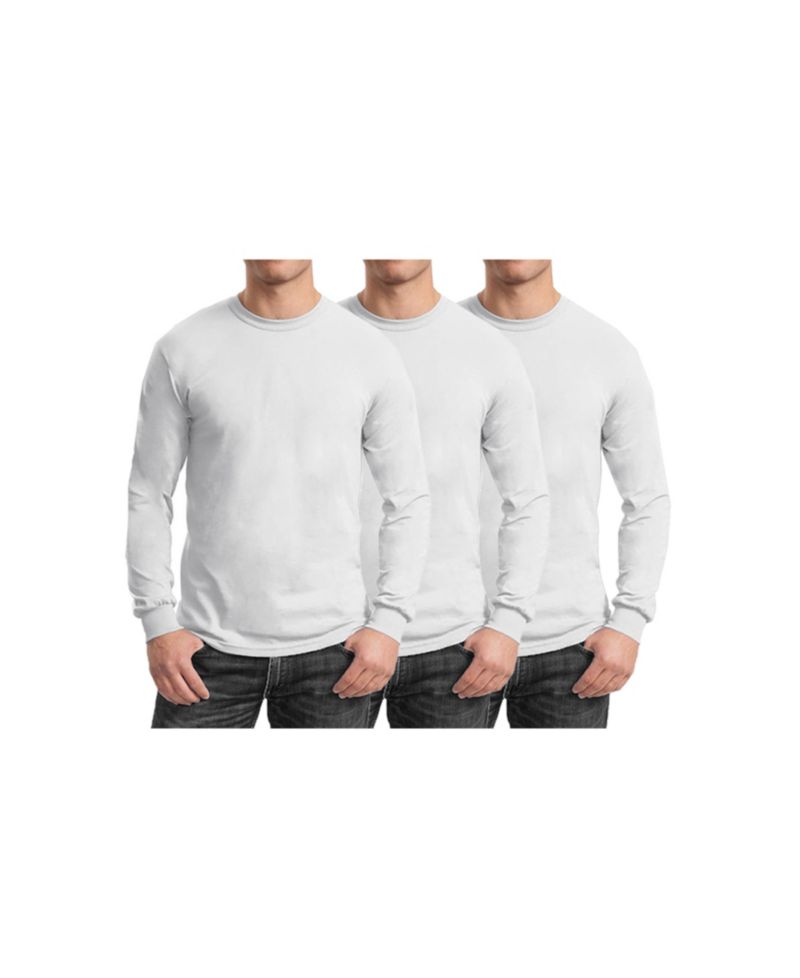 Men's 3-Pack Egyptian Cotton-Blend Long Sleeve Crew Neck Tee
