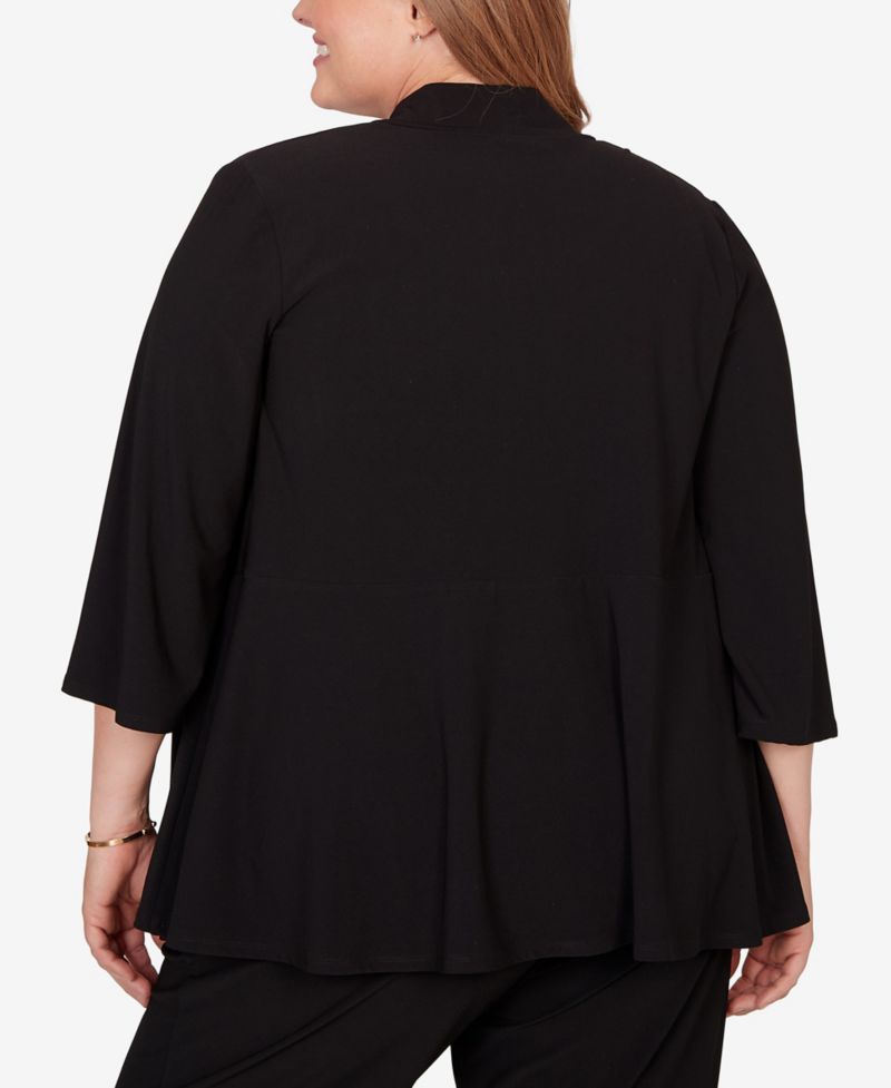 Plus Size Light Open Crepe Cardigan Top
