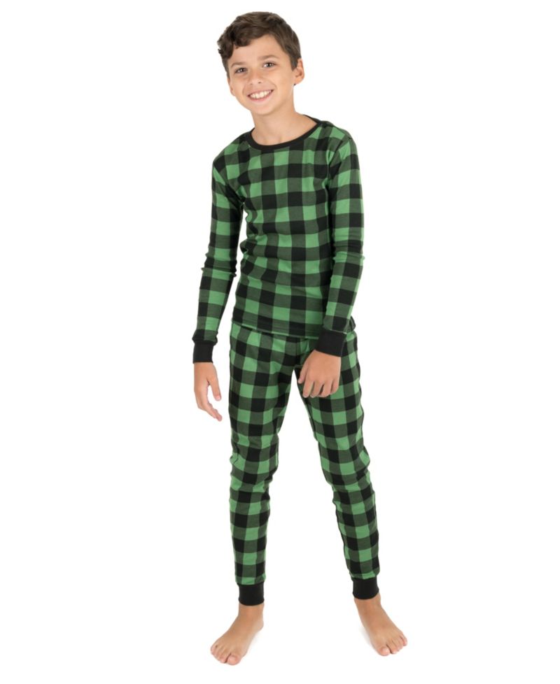 Baby Two Piece Cotton Plaid Holiday Pajamas