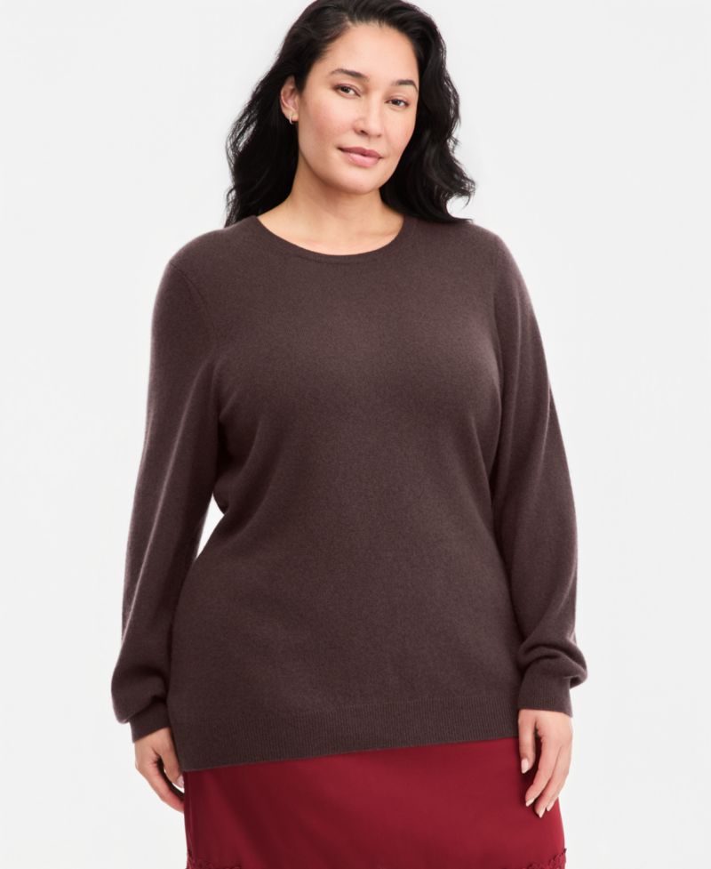 100% Cashmere Women's Petite Long-Sleeve Crewneck Sweater