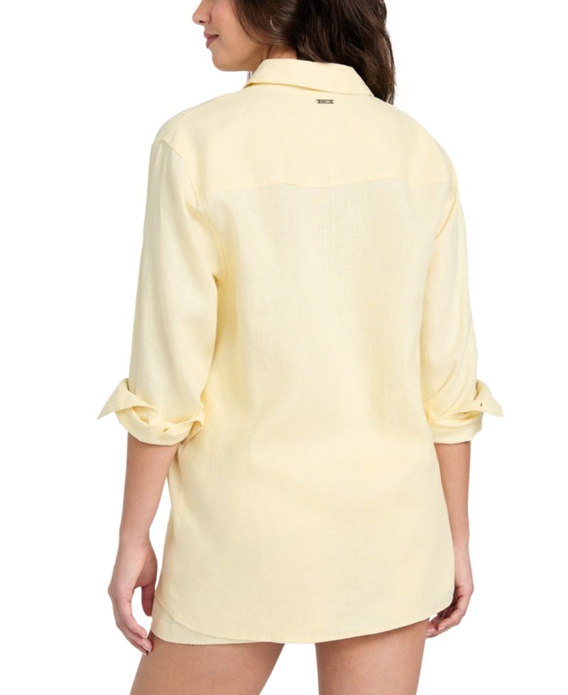 Women's Long-Sleeve Linen Button-Up Shirt