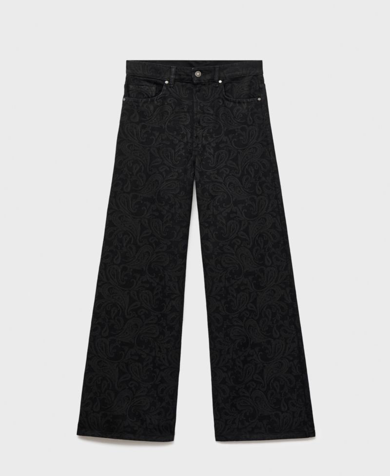 Women's Wide-Leg Paisley-Print Jeans