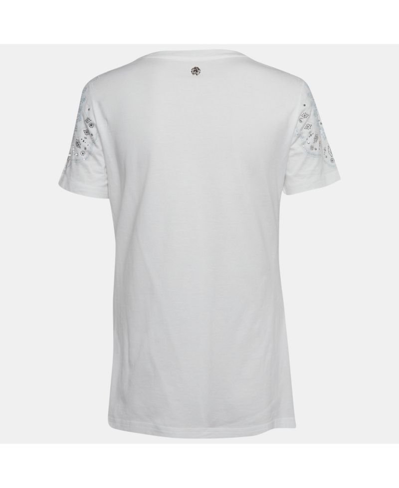 Women's White Crystal Embellished Jersey T-Shirt