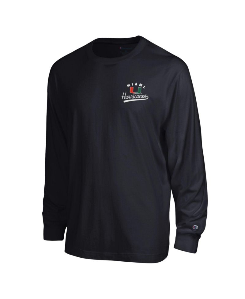 Men's Black Miami Hurricanes Laminated All-Star Long Sleeve T-Shirt