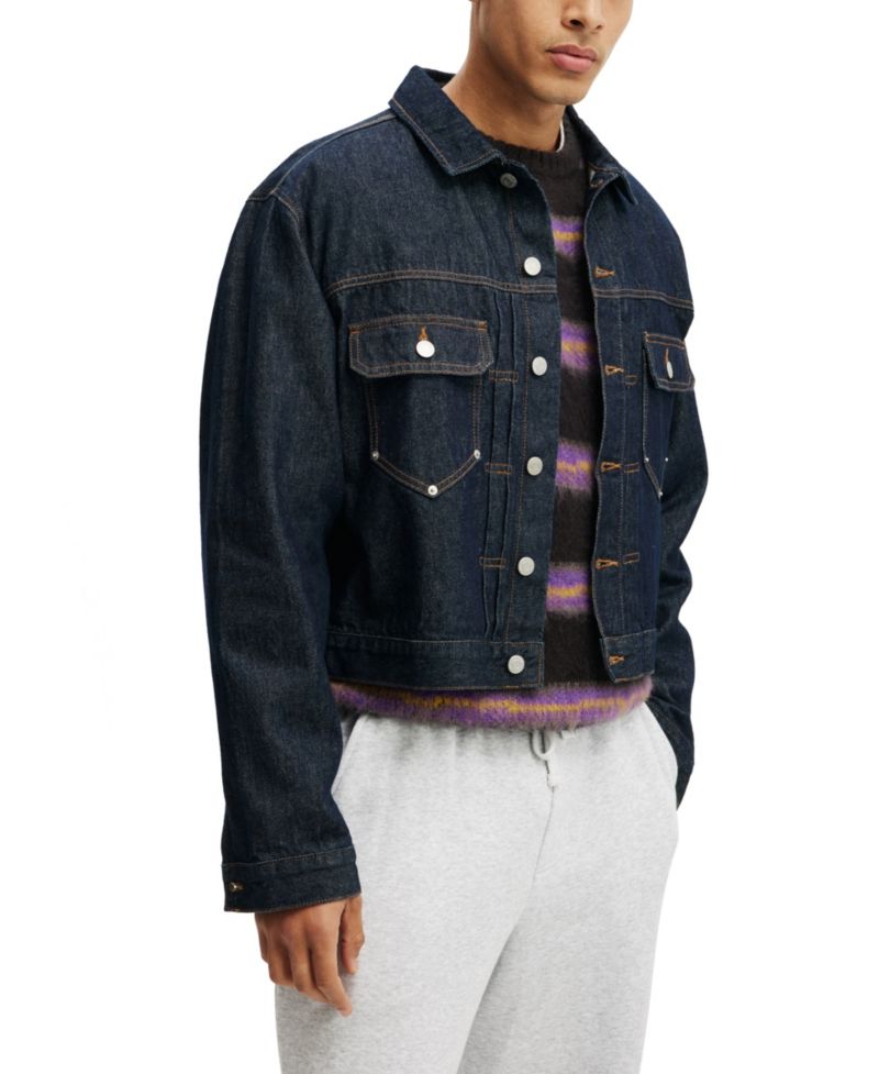 Men's Type 2 Modern-Fit Cropped Denim Jacket