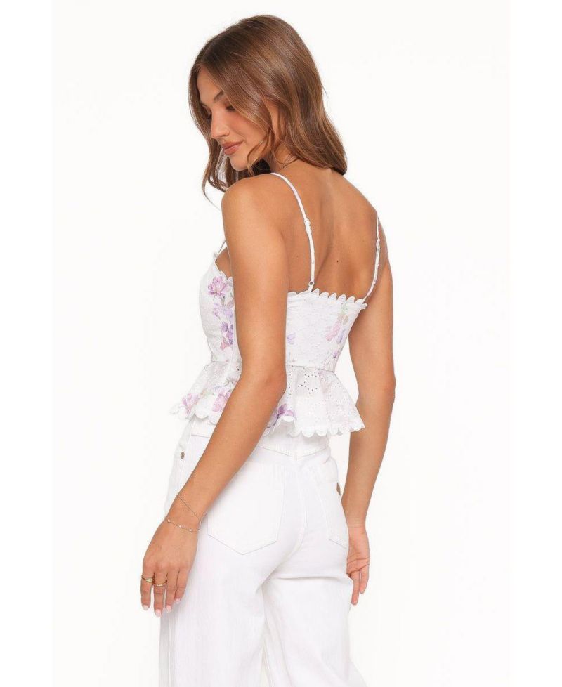 Women's Adams Floral-Print Square Neck Peplum Top