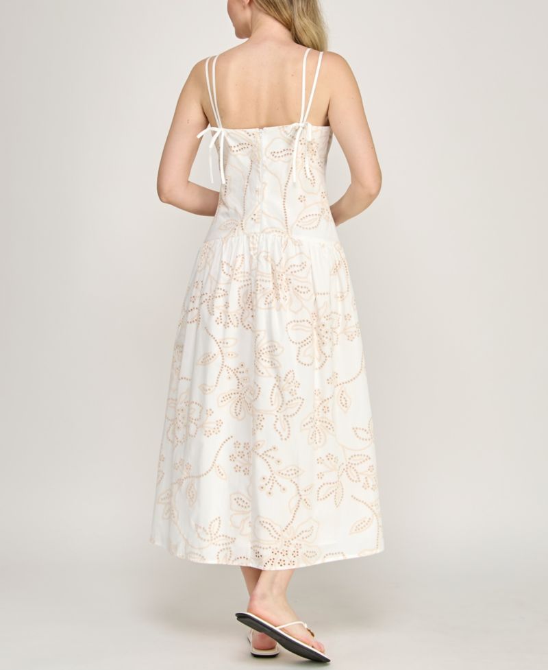 Juniors' Strappy Sweetheart Neck Midi Dress