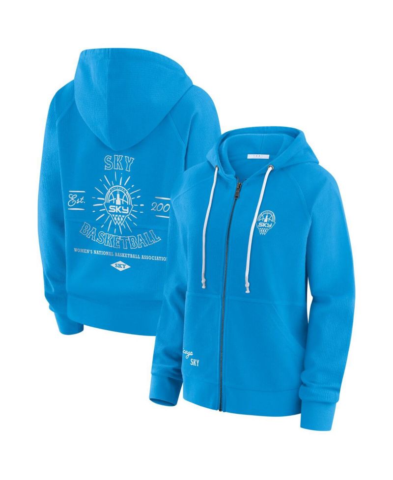Women's Sky Blue Chicago Sky Vintage Full-Zip Raglan Hoodie