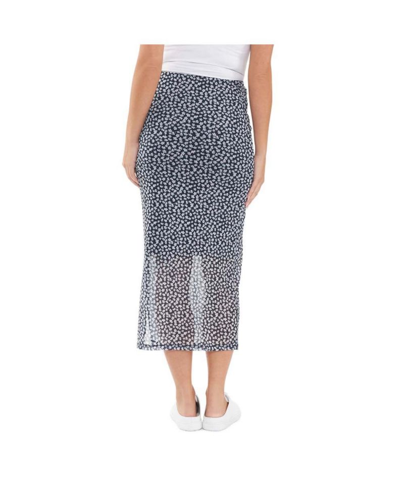 Maternity Ripe Kara Floral Mesh Skirt Navy
