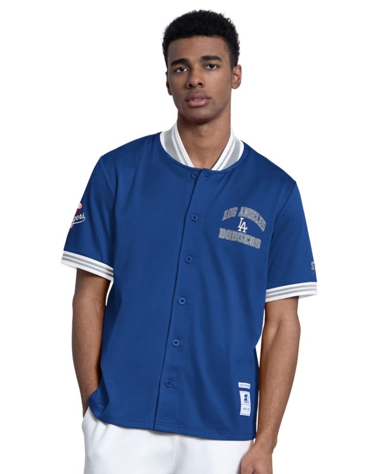 Men's Royal Los Angeles Dodgers Button-Up Short Sleeve Jacket