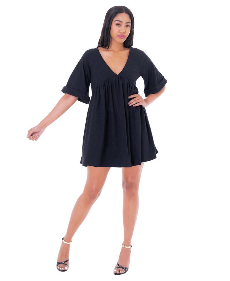 Women's ANNIE DOUBLE VNECK WIDE SLEEVE DRESS