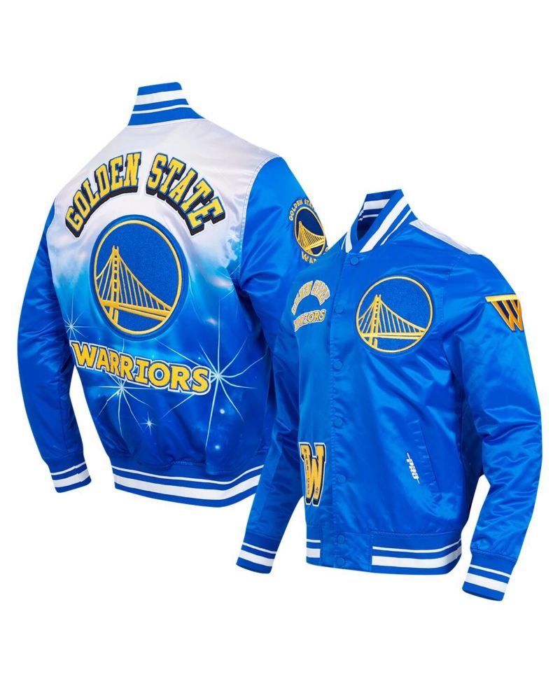Men's Royal Golden State Warriors Sublimated Satin Full-Snap Jacket