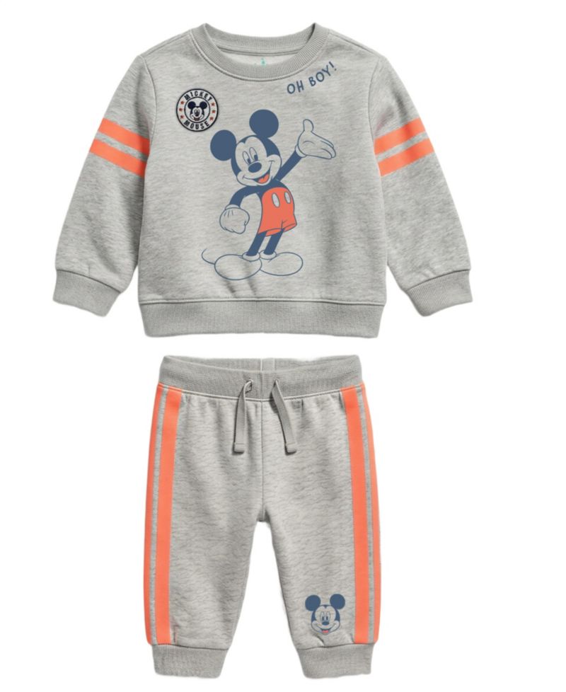 Baby Boys' Mickey Mouse Crewneck sweatshirt and Jogger Pants, 2-Piece Set