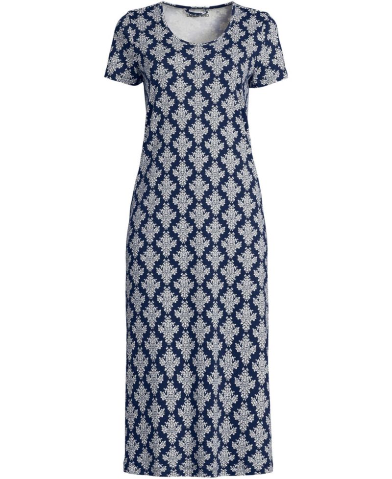 Plus Size Cotton Short Sleeve Midcalf Nightgown