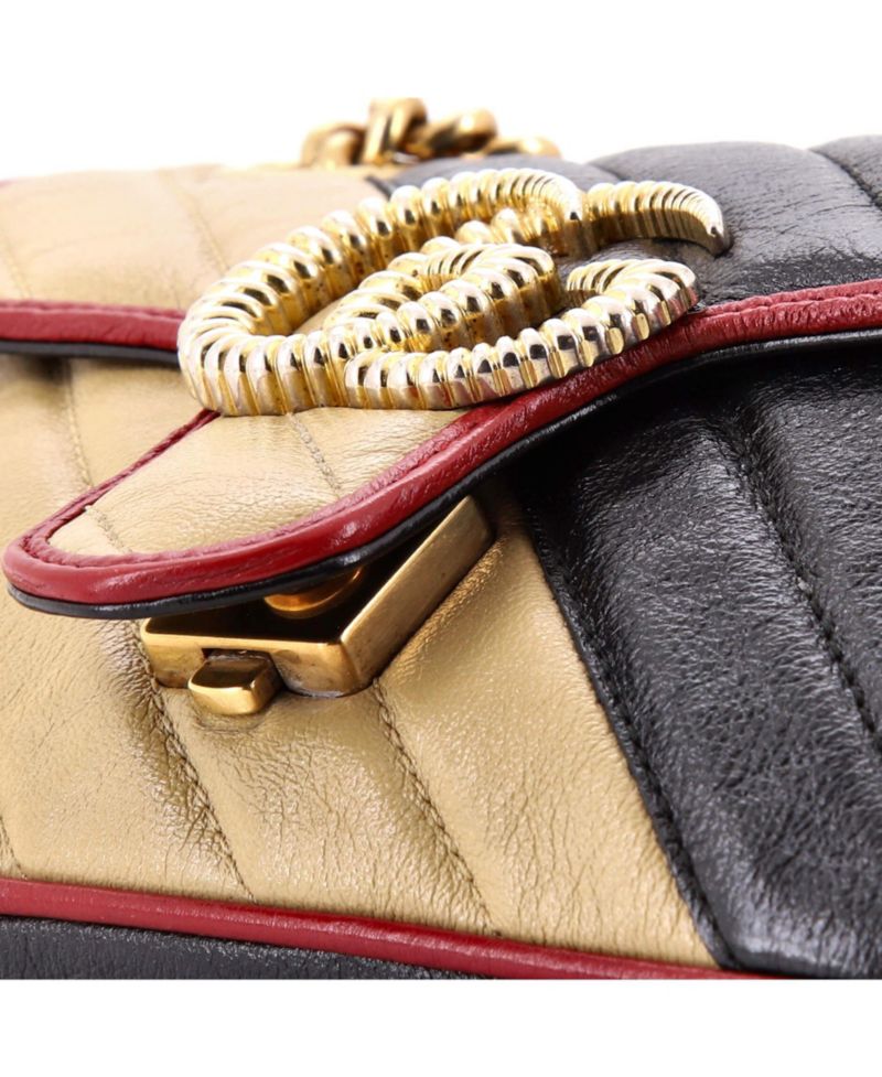 Mini GG Marmont Flap Bag Diagonal Quilted Leather