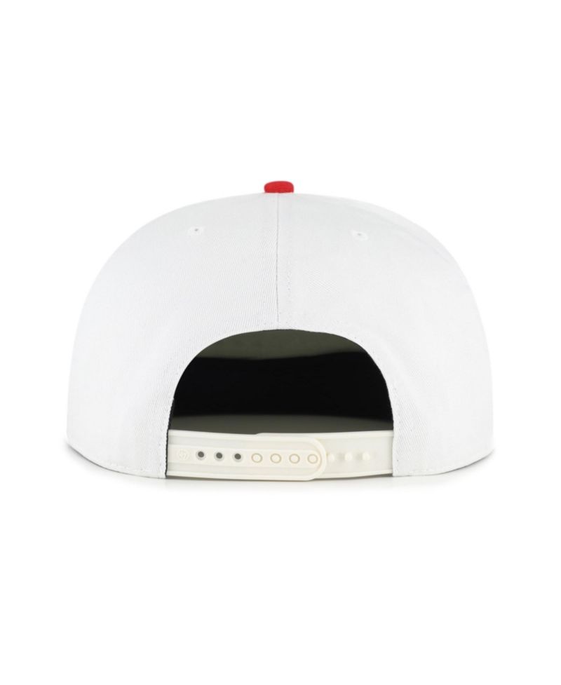 Men's '47 White/Scarlet Ohio State Buckeyes Script Stack Relaxed Captain Adjustable Hat