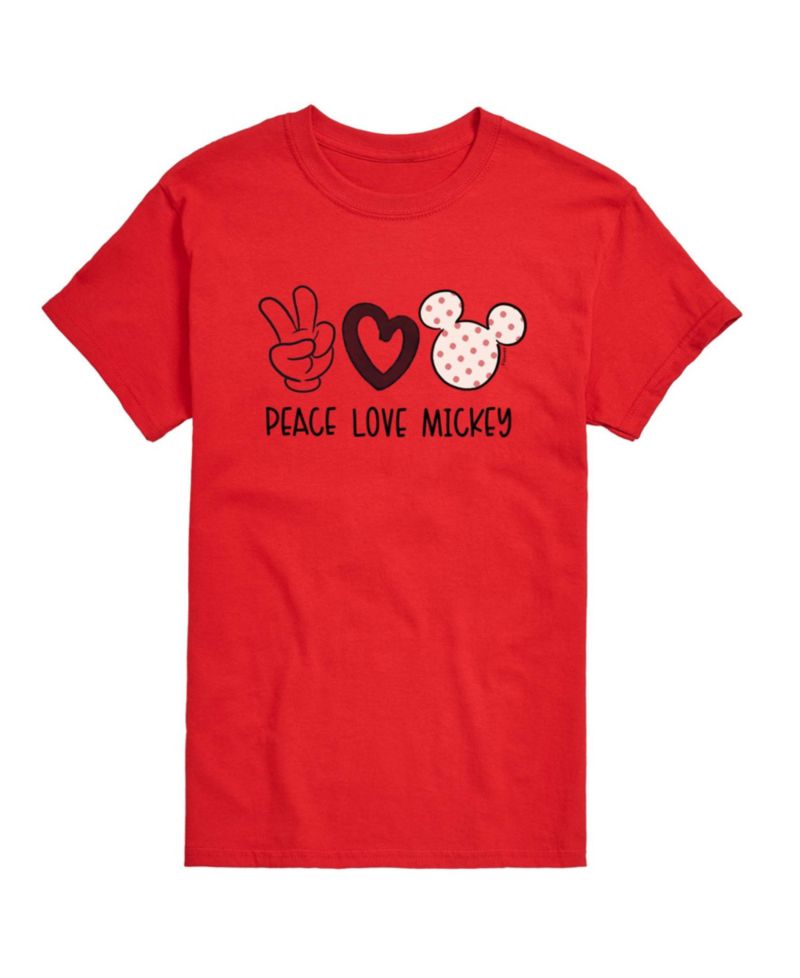 Men's Disney Peace Love Mickey Printed Short-Sleeve Graphic T-Shirt