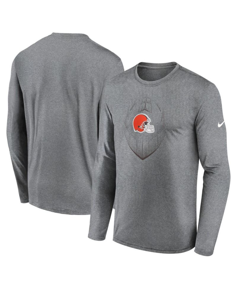 Men's Heather Gray Cleveland Browns Icon Legend Performance Long Sleeve T-Shirt