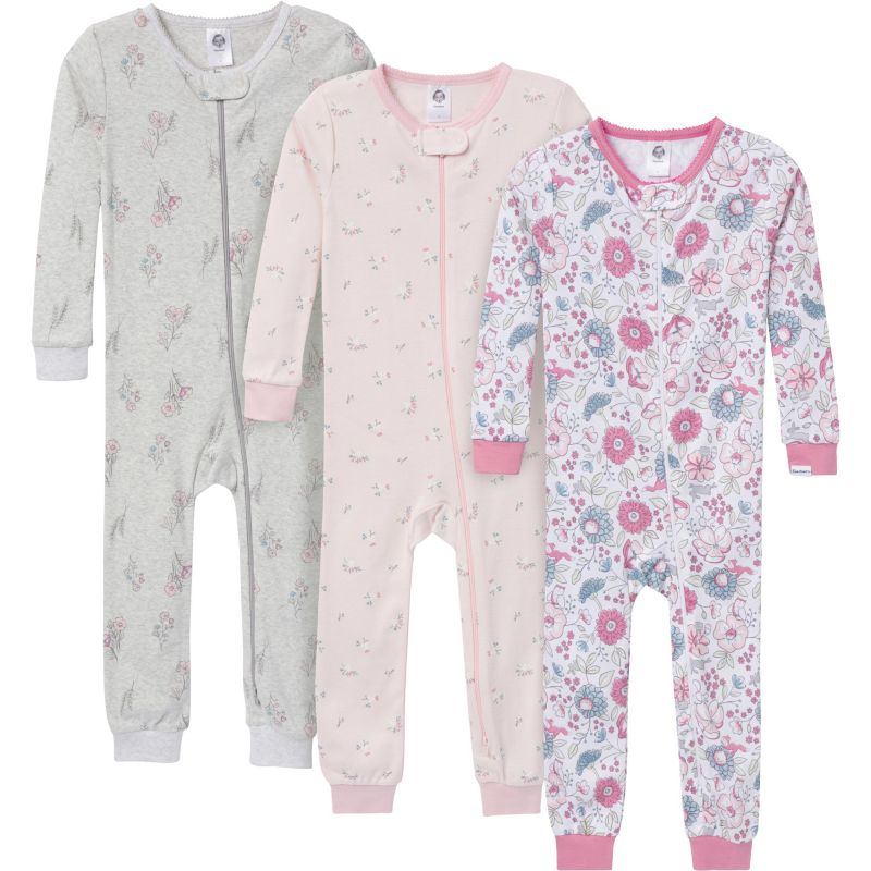 Baby Girls' Snug Fit Footless, 3-Pack