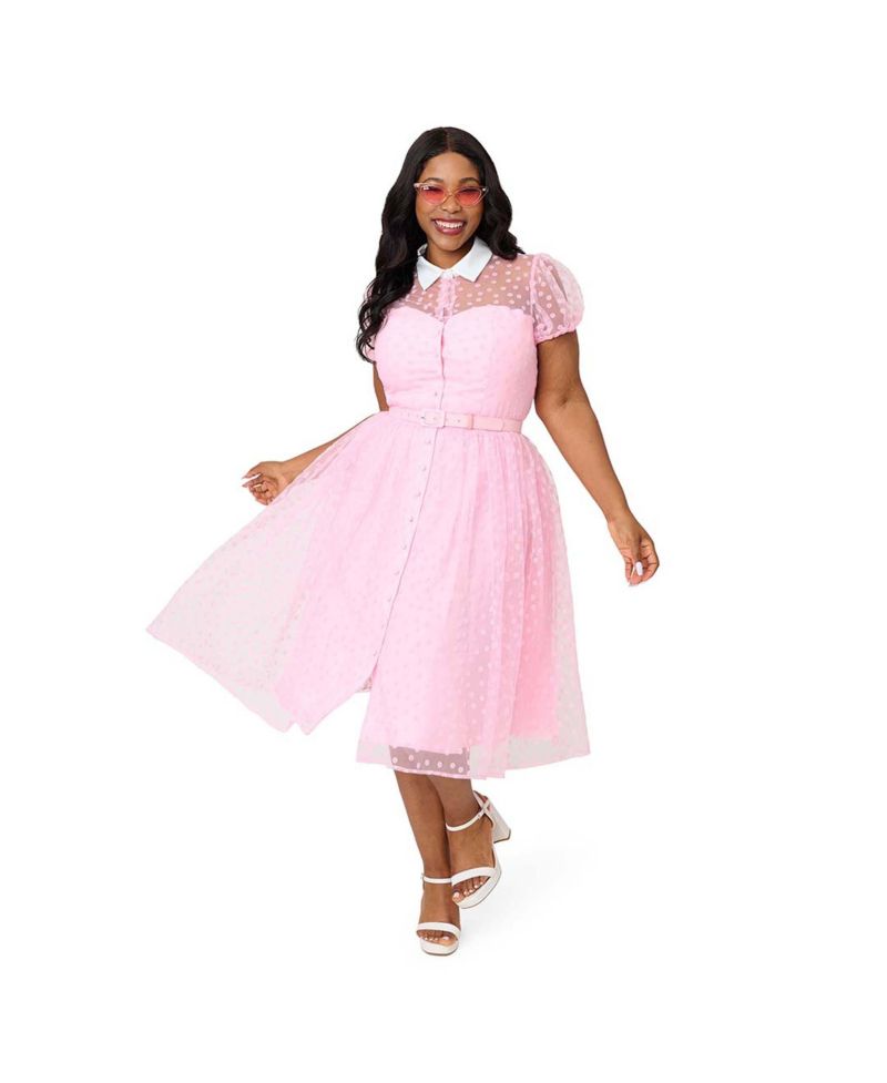 Plus Size 1950s Short Sleeve Collared Hollie Swing Dress