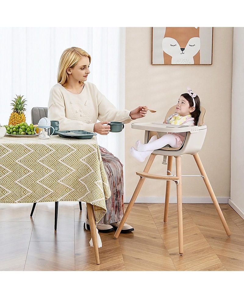 Baby 6-in-1 Convertible Wooden High Chair with Detachable Legs