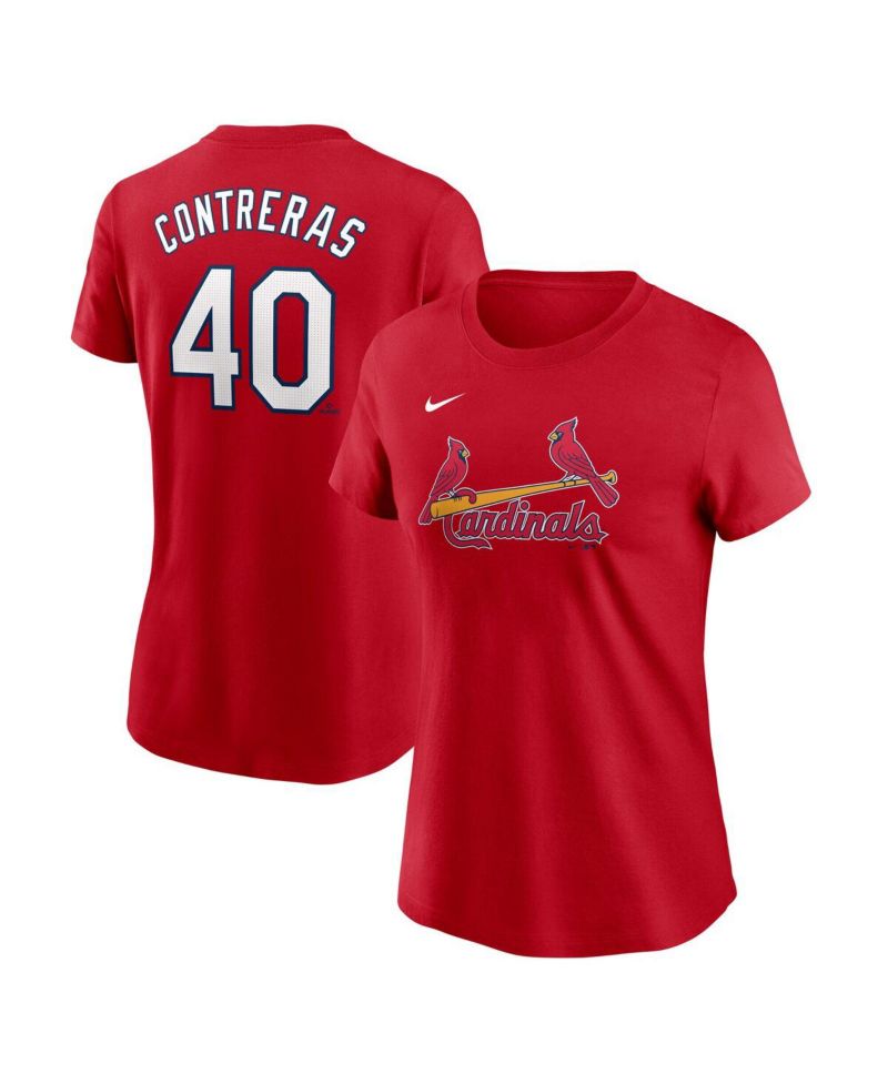 Women's Willson Contreras Red St. Louis Cardinals Fuse Name & Number T-Shirt