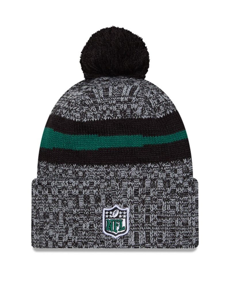 Men's Black New York Jets 2023 Sideline Cuffed Knit Hat with Pom