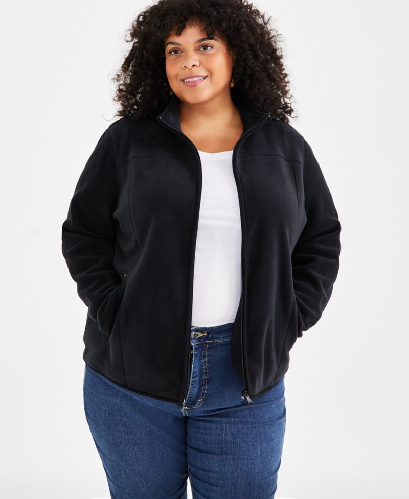 Plus Size Polar Fleece Zip-Front Jacket