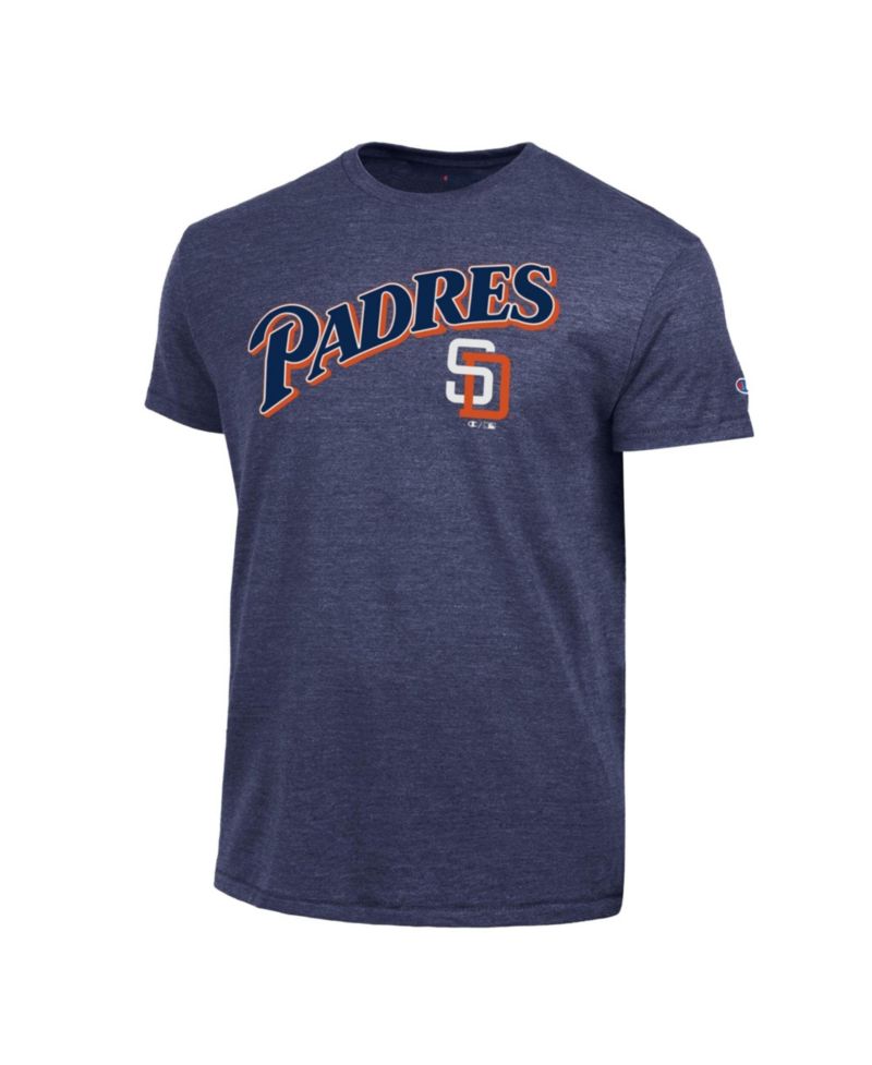 Men's Navy San Diego Padres Cooperstown Wordmark Lockup Tri-Blend T-Shirt