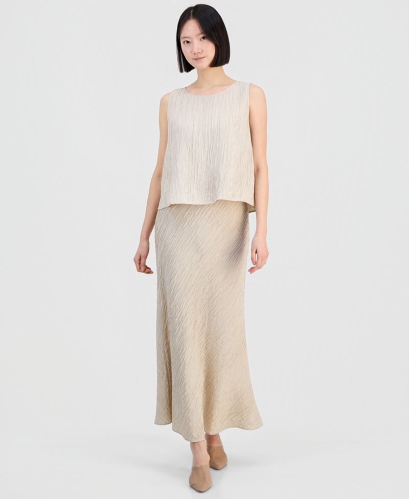 Women's Silk Textured Pull-On Skirt