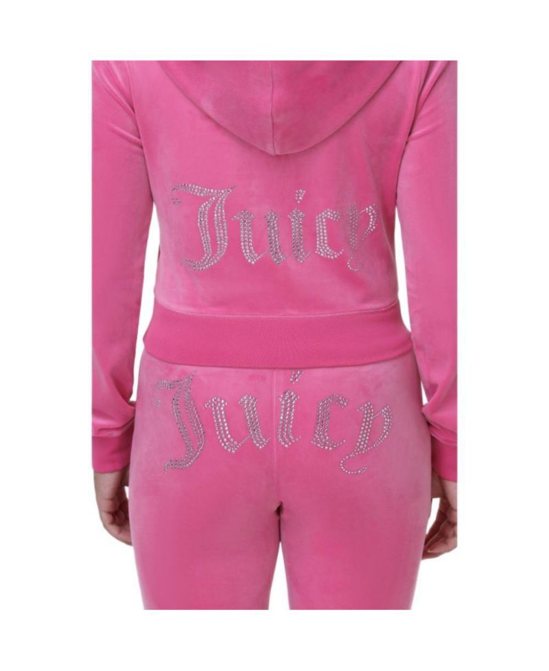 Women's Luxe Velour Juicy Hoodie With Double Bling