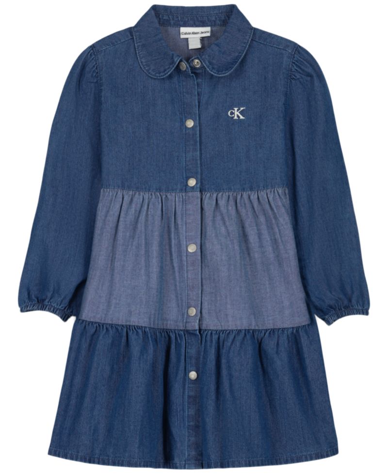 Toddler Girls' 2T-6X Collared Denim Button-Front Dress