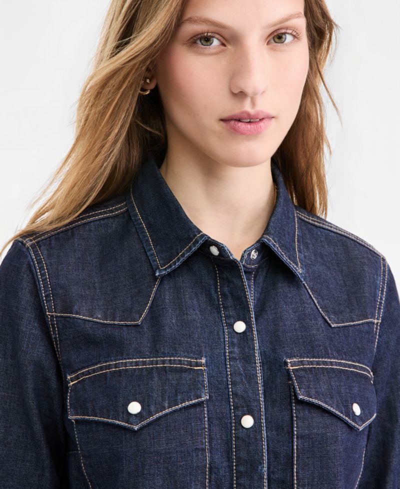 Women's Cropped Denim Western Shirt