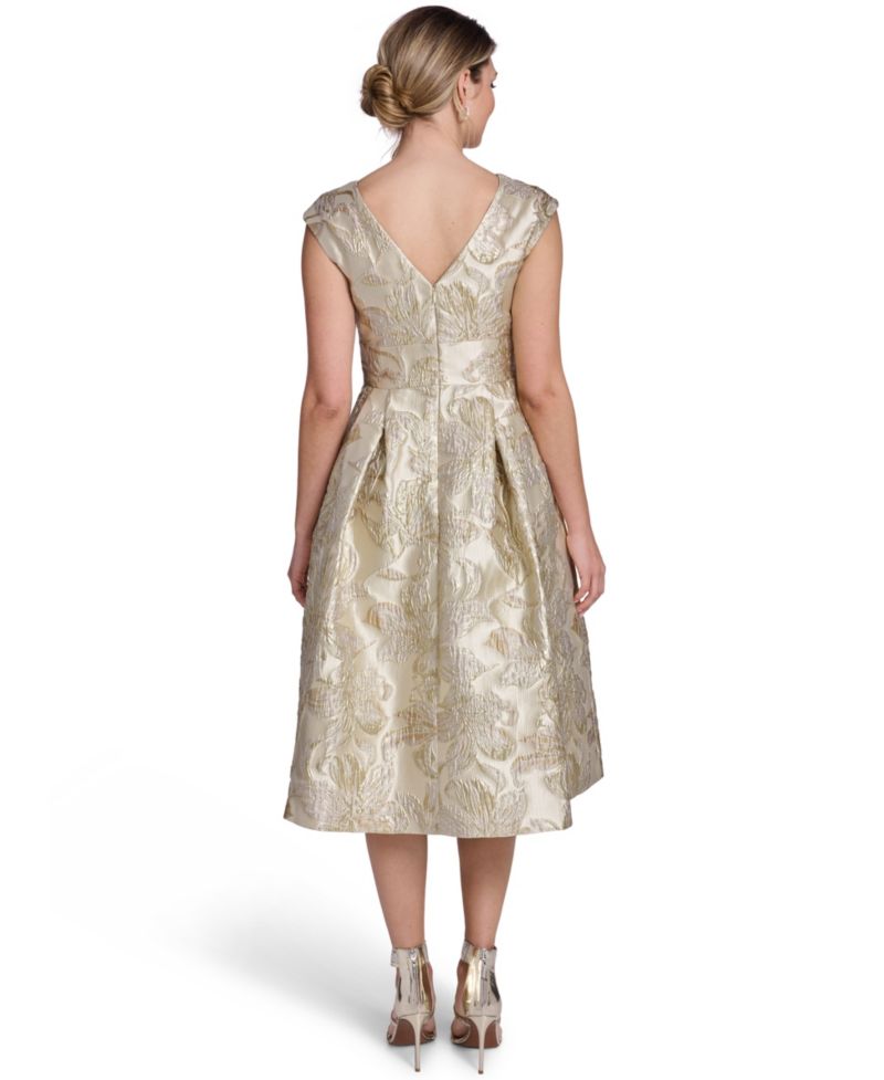 Women's V-Neck Cap-Sleeve Midi Dress