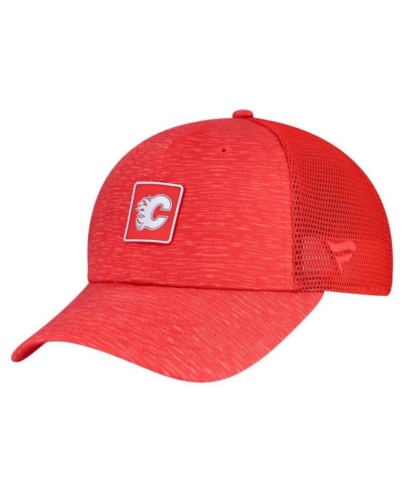 Women's Red Calgary Flames Authentic Pro Adjustable Trucker Hat